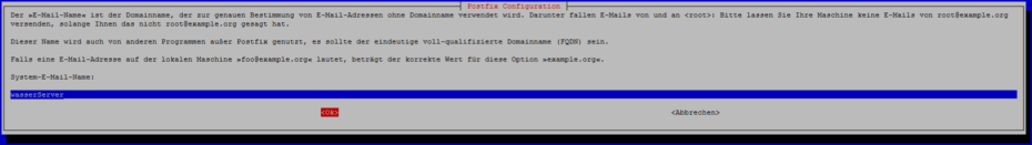 postfix konfiguration domainname
