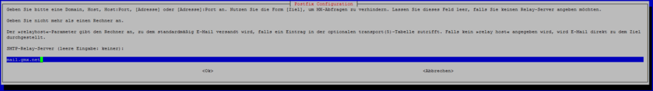 postfix konfiguration smtp relay server